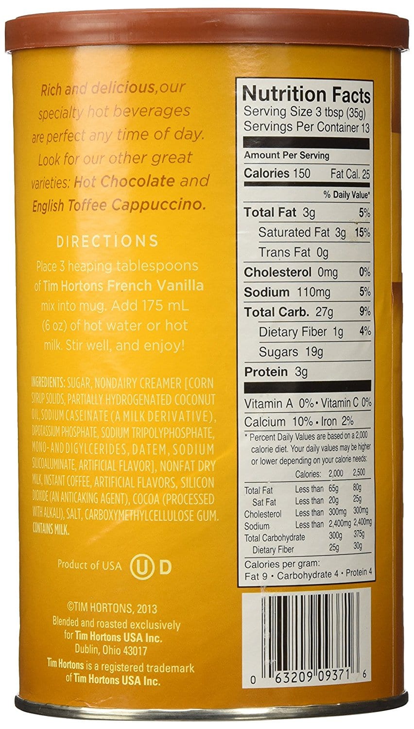 Tim Hortons Coffee Creamer Nutrition Facts Besto Blog