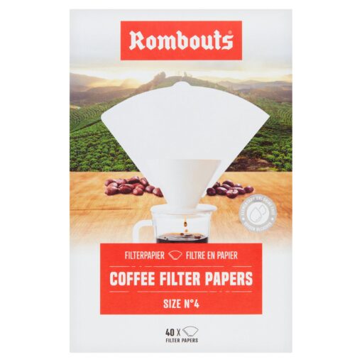 Rombouts 40 Coffee Filter Papers size No 4 - 4 x 40 individual filters  (total 80 filters)