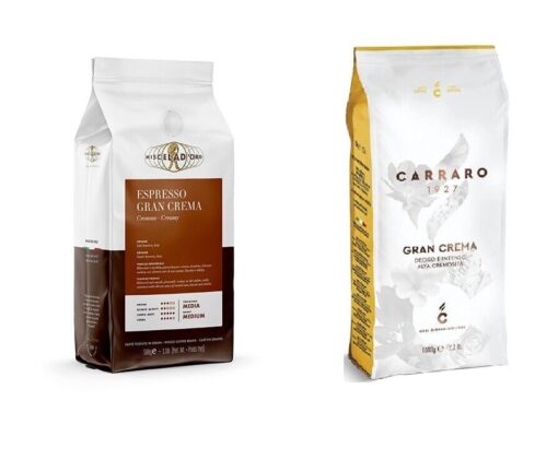 Ultimate Italian Crema bundle gourmet coffee Carraro and Miscela d'oro 2x1kg