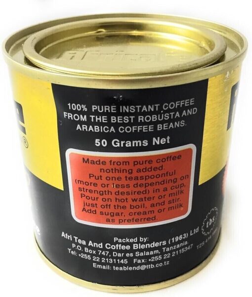 Africafe Pure Instant Coffee 100g tin can, from Mt Kilimanjaro, Tanzania - Image 3