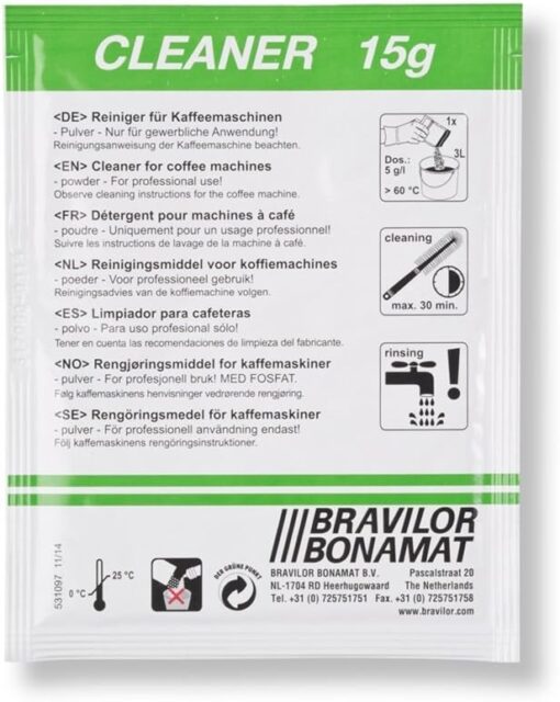 Bravilor Detergent Stain Cleaner 4x 15 | Coffee Machine Stain Remover, Coffee Stain Cleaner 60 sachets - Image 2