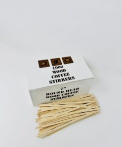 Adems 1000 x Long Wooden Round Head Coffee/Tea/Hot or Cold Drinks Stirrers 7" - Disposable Biodegradable
