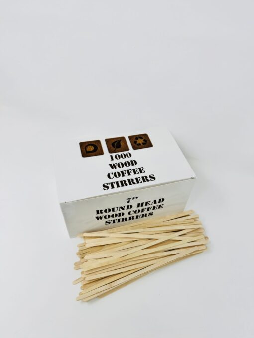 Adems 1000 x Long Wooden Round Head Coffee/Tea/Hot or Cold Drinks Stirrers 7" - Disposable Biodegradable