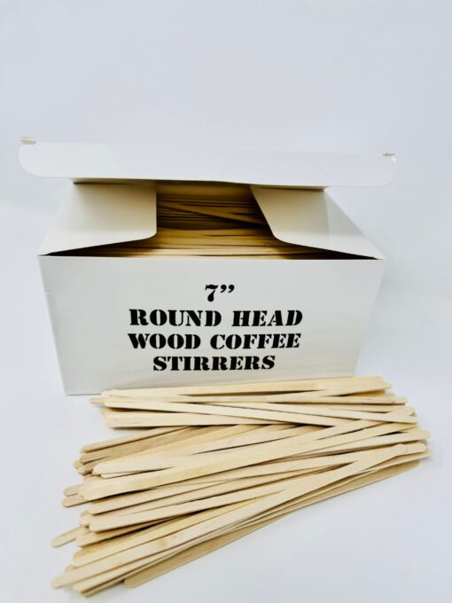 Adems 1000 x Long Wooden Round Head Coffee/Tea/Hot or Cold Drinks Stirrers 7" - Disposable Biodegradable - Image 3